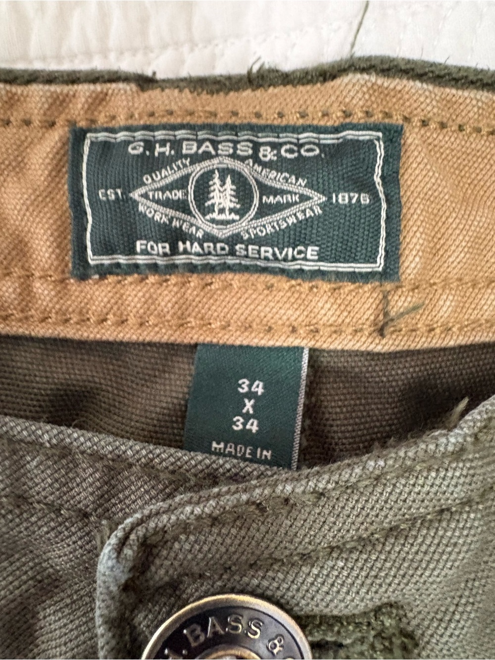 G.H Bass and Co Olive Green Utility Cargo Pants - Picture 6 of 6